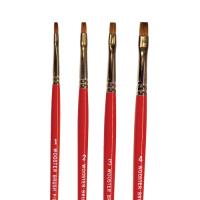 Художественнная кисть F1621-#2  из натуральной щетины - красный соболь,красная ручка