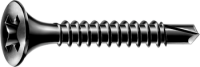 Шуруп (саморез)  Gix D 3.9x25 мм (1000 шт/уп.) (Винтовая самонарезающаяся  резьба, трубная головка, крестообразный паз H, острие иглы, фосфорно-черный)
