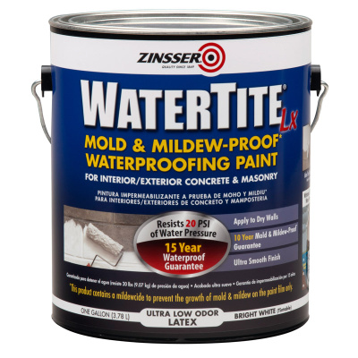 Краска водостойкая противогрибковая латексная Zinsser Watertite Mold& Mildew-Proof Waterproofing Paint, RUST-OLEUM® (3,78 л. )
